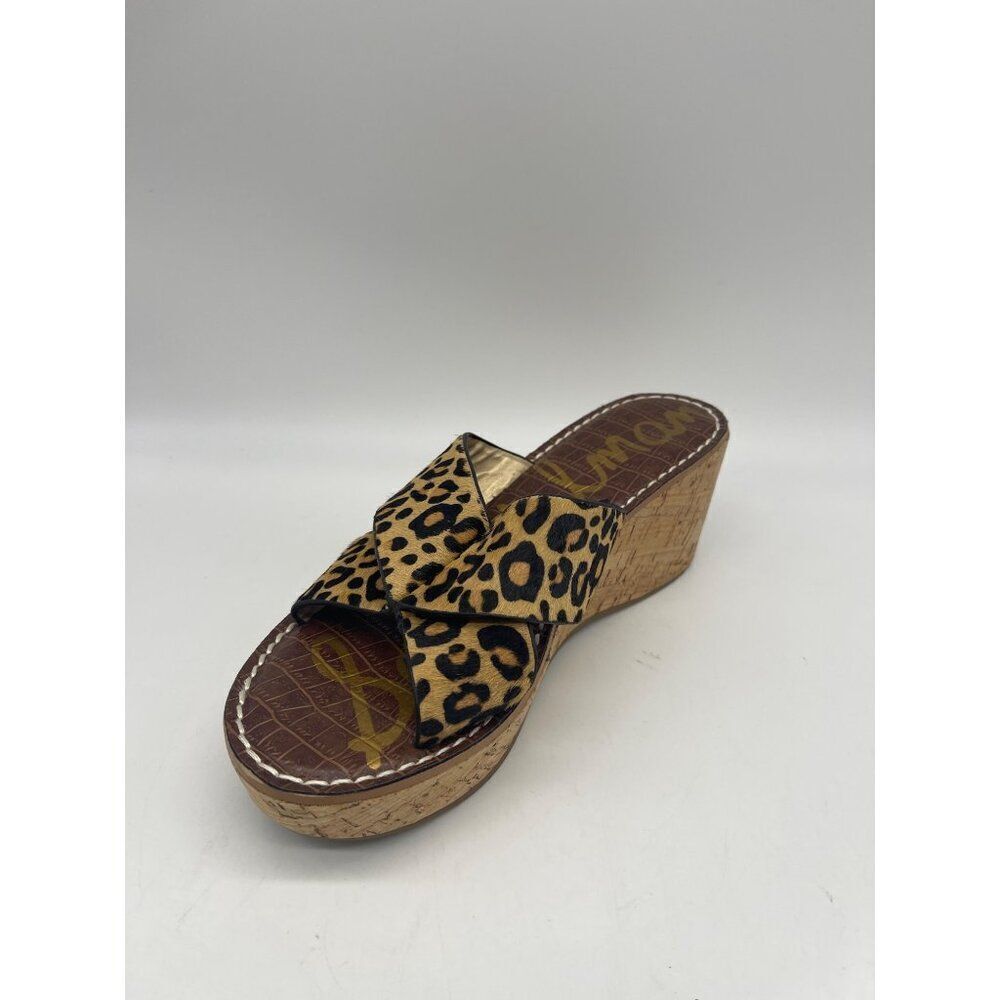 Sam Edelman Remini Women Animal Print Leather Wedge Sandal Size 8.5M